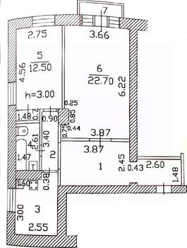 2-к квартира, вторичка, 66м2, 3/4 этаж
