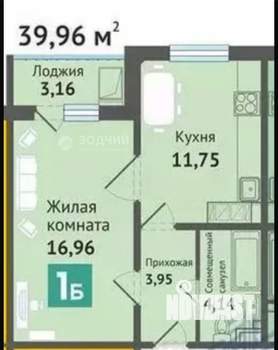 1-к квартира, вторичка, 40м2, 8/16 этаж