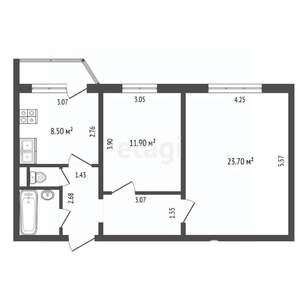 2-к квартира, вторичка, 56м2, 2/10 этаж