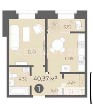 1-к квартира, вторичка, 47м2, 10/12 этаж