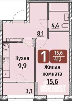 1-к квартира, вторичка, 41м2, 3/17 этаж