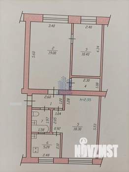 3-к квартира, вторичка, 62м2, 1/5 этаж