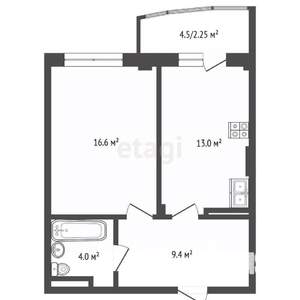 1-к квартира, вторичка, 44м2, 9/17 этаж