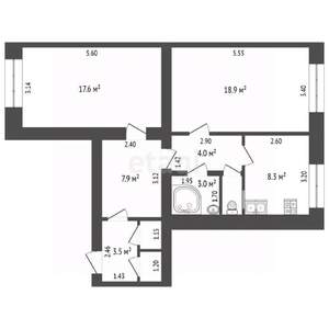 2-к квартира, вторичка, 67м2, 2/4 этаж