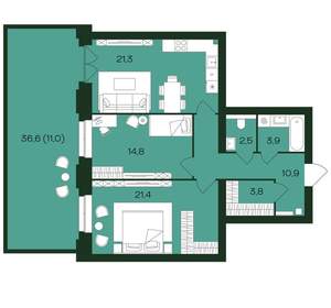 2-к квартира, вторичка, 90м2, 1/9 этаж