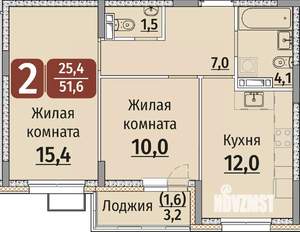 2-к квартира, вторичка, 53м2, 8/9 этаж