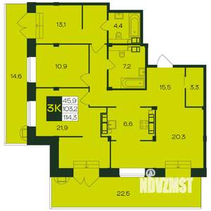 3-к квартира, вторичка, 114м2, 7/8 этаж