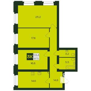 3-к квартира, вторичка, 98м2, 1/9 этаж