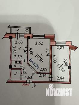 2-к квартира, вторичка, 73м2, 4/9 этаж