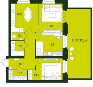 3-к квартира, вторичка, 88м2, 1/9 этаж