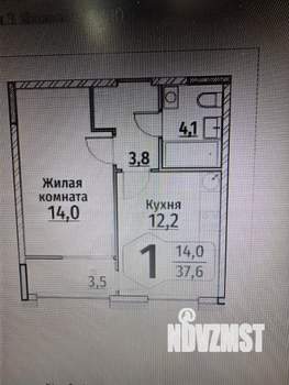 1-к квартира, вторичка, 38м2, 4/19 этаж