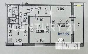 2-к квартира, вторичка, 58м2, 6/9 этаж