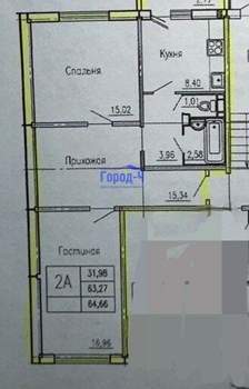 2-к квартира, вторичка, 66м2, 2/9 этаж
