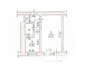1-к квартира, вторичка, 28м2, 5/5 этаж