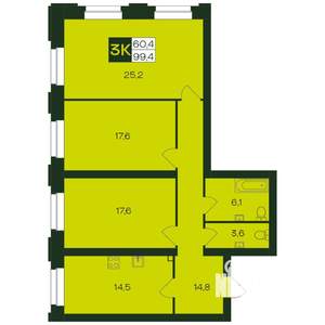 3-к квартира, вторичка, 100м2, 1/9 этаж