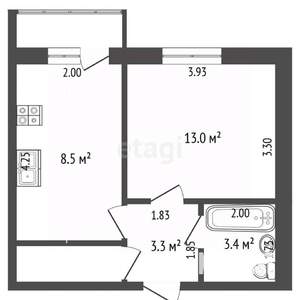 1-к квартира, вторичка, 30м2, 4/9 этаж