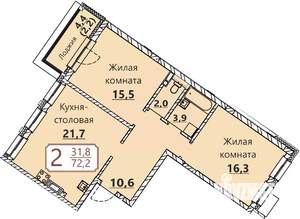 2-к квартира, вторичка, 72м2, 7/8 этаж