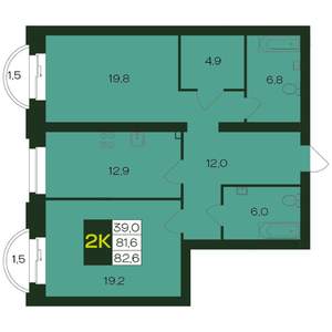 2-к квартира, вторичка, 83м2, 8/9 этаж