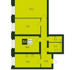3-к квартира, вторичка, 98м2, 1/9 этаж