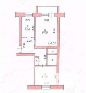 2-к квартира, вторичка, 54м2, 2/5 этаж