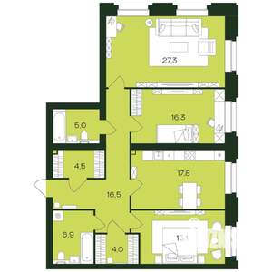 3-к квартира, вторичка, 115м2, 6/9 этаж